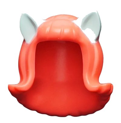 LEGO onderdeel Minifigure, Hair Female Mid-Length Flipped Ends, Short Bangs, with Light Aqua Cat Ears Pattern (20592pb03)