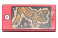 LEGO part Tile 1 x 2 with Cell Phone / Smartphone and Bright Light Orange Ghost Pattern 3069pb0723