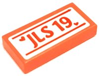 LEGO part Tile 1 x 2 with 'JLS 19' and Hearts on White Background Pattern (Sticker) - Set 41421 3069pb1071