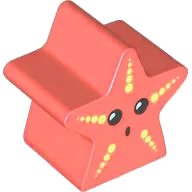 LEGO onderdeel Duplo, Brick 2 x 2 x 2 1/2 Star with Starfish / Sea Star with Black Eyes and Mouth, Bright Light Yellow Dots Pattern (72134pb02)