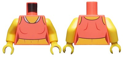 LEGO onderdeel Torso Female Midriff Tank Top with White Neck Hem Pattern / Yellow Arms / Yellow Hands (973pb3864c01)