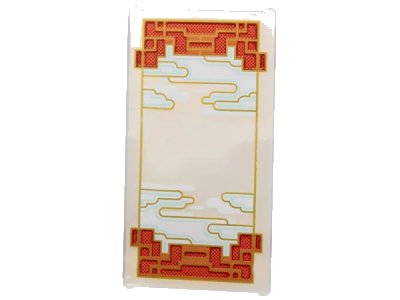 LEGO onderdeel Glass for Window 1 x 4 x 6 with Gold Outlines, White and Light Aqua Clouds and Red Lattice on Dark Red Background Pattern (57895pb138)