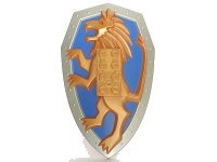 LEGO part Large Figure Shield, 2 x 4 Brick Relief, Lion with Blue-Violet and Silver Pattern 53347pb01