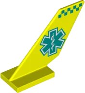 LEGO part Tail Shuttle with Dark Turquoise EMT Star of Life and Checkered Stripe Pattern on Both Sides 6239pb107