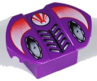 LEGO part Brick, Modified 2 x 2 No Studs, Sloped with Flared Wings and Warrior Pattern 30600pb01