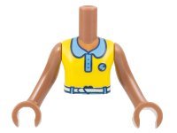 LEGO onderdeel Torso Mini Doll Girl Yellow Sleeveless Top, Medium Blue Collar and Badge, White Belt Pattern, Medium Brown Arms with Hands FTGpb410c01