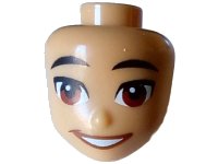 LEGO part Mini Doll, Head Friends Male with Black Eyebrows, Reddish Brown Eyes, and Open Mouth Smile with Teeth Pattern 101222