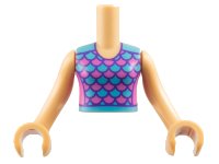 LEGO part Torso Mini Doll Girl Dark Pink and Medium Azure Top with Scales and Dark Purple Edges Pattern, Medium Tan Arms with Hands FTGpb415c01