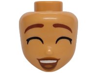 LEGO part Mini Doll, Head Friends with Reddish Brown Eyebrows, Black Closed Eyes, Open Mouth with Teeth and Dark Orange Tongue Pattern 103372