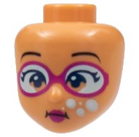 LEGO part Mini Doll, Head Friends with Black Eyebrows, Magenta Goggles and Lips, White Bubbles (Underwater) Pattern 1425
