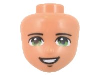 LEGO part Mini Doll, Head Friends with Black Eyebrows, Bright Green Eyes, Open Mouth Smile and Chin Dimple Pattern 1430