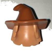 LEGO part Minifigura, Combo de Cabello, Cabello con Sombrero, Medio-Largo Despeinado con Patrón de Sombrero de Bruja Floppy Naranja Oscuro Moldeado 20606pb02