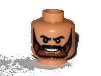LEGO part Minifigure, Head Beard Brown Full with Black Knit Eyebrows and Grin with Teeth Pattern 3626pb0379