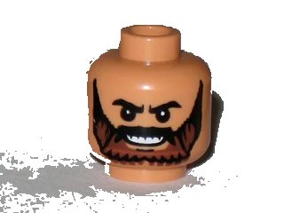LEGO onderdeel Minifigure, Head Beard Brown Full with Black Knit Eyebrows and Grin with Teeth Pattern (3626pb0379)