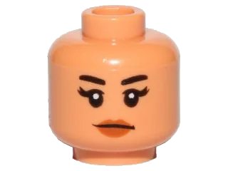 LEGO onderdeel Minifigure, Head Female Black Eyebrows, Eyelashes, Peach Lips Pattern (SW Kordi) (3626pb1676)