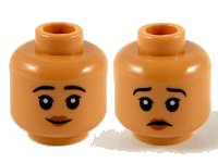 LEGO onderdeel Minifigure, Head Dual Sided Child Female Black Eyebrows, Red Lips, Smile / Worried Pattern - Hollow Stud 3626pb2731