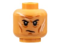 LEGO onderdeel Minifigure, Head Dark Orange Brow Furrows, Cheek Lines, Chin Dimple, Black Eyebrows, White Scars Pattern - Hollow Stud 3626pb2850