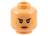 LEGO part Minifigure, Head Female Black Eyebrows, Reddish Brown Lips, Cheek Lines and Chin Dimple, Neutral Pattern - Hollow Stud 3626pb2928