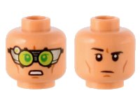LEGO onderdeel Minifigure, Head Dual Sided SW Silver Visor, Lime Lenses, Cheek Lines, Open Mouth Grimace / Black Eyebrows, One Raised Pattern - Hollow Stud 3626pb3045