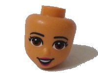 LEGO part Mini Doll, Head Friends with Brown Eyes, Eyelashes, Magenta Lips and Open Mouth Smile Pattern 66441