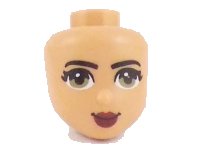 LEGO part Mini Doll, Head Friends with Olive Green Eyes, Dark Red Lips and Closed Mouth Pattern 72437