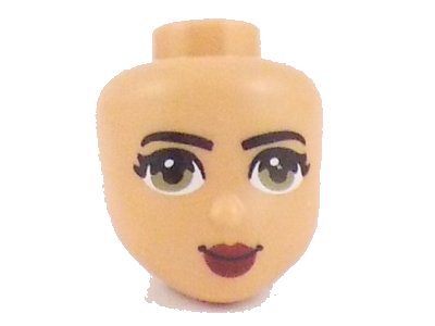 LEGO onderdeel Mini Doll, Head Friends with Olive Green Eyes, Dark Red Lips and Closed Mouth Pattern (72437)
