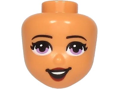 LEGO onderdeel Mini Doll, Head Friends with Medium Lavender Eyes, Dark Red Lips and Open Mouth Pattern (78974)