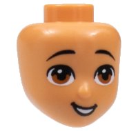 LEGO part Mini Doll, Head Friends with Black Eyebrows, Dark Orange Eyes, Open Mouth Smile with Teeth Pattern 84050