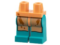LEGO part Hips and Dark Turquoise Legs with Nougat Apron, Dark Orange Splotches Pattern 970c39pb01