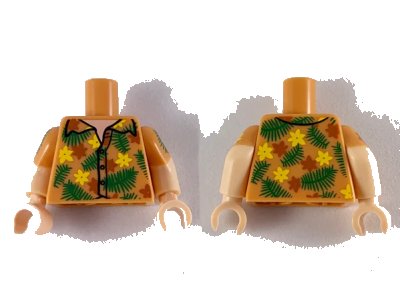 LEGO onderdeel Torso Hawaiian Shirt Pattern / Light Nougat Arms with Nougat Short Sleeves and Hawaiian Pattern / Light Nougat Hands (973pb3630c01)