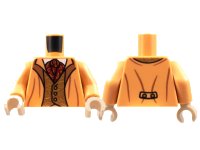 LEGO part Torso Suit Jacket, Copper Lapels and Vest with Lime Filigree, Dark Red Ascot Pattern / Nougat Arms / Light Nougat Hands 973pb4376c01