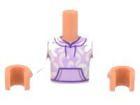 LEGO part Torso Mini Doll Boy White and Lavender Hoodie Pattern, Nougat Arms with Hands with White Sleeves FTBpb072c01