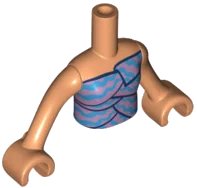 LEGO part Torso Mini Doll Girl Layered Top with Metallic Pink and Dark Azure Wavy Stripes Pattern, Nougat Arms with Hands FTGpb281c01