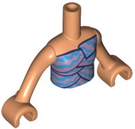 LEGO onderdeel Torso Mini Doll Girl Layered Top with Metallic Pink and Dark Azure Wavy Stripes Pattern, Nougat Arms with Hands (FTGpb281c01)