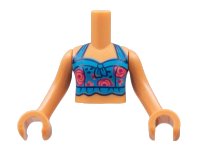 LEGO part Torso Mini Doll Girl Dark Azure Tank Top with Coral and Magenta Roses Pattern, Nougat Arms with Hands FTGpb376c01