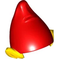 LEGO onderdeel Minifigure, Headgear Hat, Elf with Pointed Ears with Red Top Pattern (13787pb02)
