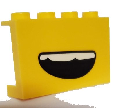 LEGO part Panel 1 x 4 x 2 with Side Supports - Hollow Studs with Open Mouth Smile with Top Teeth Pattern (14718pb031)
