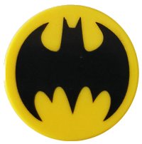 LEGO part Tile 2 x 2 Redondo con Soporte de Espiga Inferior con Patrón Logo Murciélago Negro Batman 14769pb120