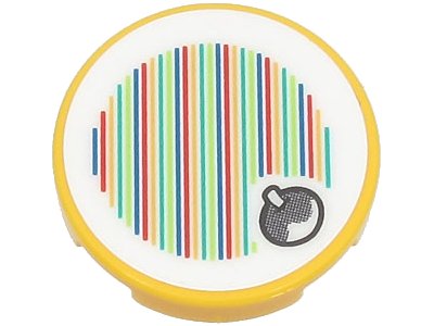 LEGO part Tile, Round 2 x 2 with Bottom Stud Holder with Super Mario Scanner Code Fruit Pattern (Sticker) - Sets 71407 / 71418 (14769pb556)