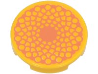 LEGO part Tile, Round 2 x 2 with Bottom Stud Holder with Nougat Common Daisy Disc Florets (Flowers) Pattern 14769pb829