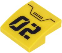 LEGO onderdeel Slope, Curved 2 x 2 x 2/3 with Black '02', Rectangles and Line on Transparent Background Pattern (Sticker) - Set 60265 15068pb266