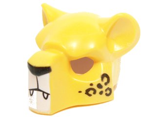 LEGO onderdeel Minifiguur, Kopbekleding Masker Feline met Zwart Neus, Luipaardvlekken en Giftanden Patroon (15084pb03)