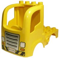 LEGO part Duplo Car Body Truck 4 x 4 Flatbed with 4 Top Studs with Grille, Headlights, and 'BU1LD4U' Pattern 15454pb06
