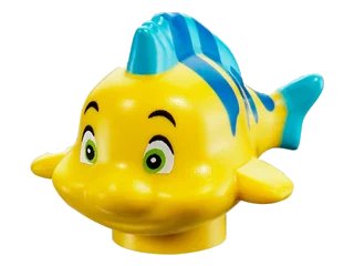 LEGO onderdeel Fish, The Little Mermaid with Blue Stripes, Lime Eyes and Medium Azure Dorsal and Caudal Fins Pattern (Flounder / Fabius) (15679pb01)