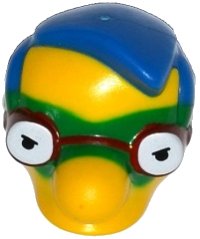 LEGO part Minifigure, Head, Modified Simpsons Milhouse Van Houten with Green Mask Pattern 16735c01pb02