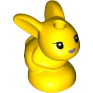 LEGO onderdeel Bunny / Rabbit, Friends, Baby, Sitting with Black Eyes and Metallic Medium Lavender Nose Pattern 18852pb03
