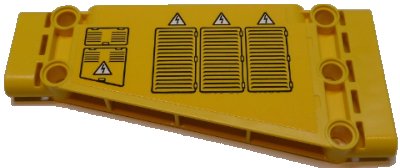 LEGO onderdeel Technic, Panel Plate 5 x 11 x 1 Tapered with Air Outlet Grilles, Hatches and Electricity Danger Signs Pattern Model Right Side (Sticker) - Set 42055 (18945pb005R)