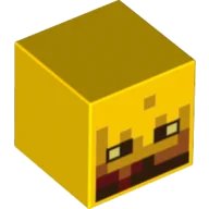 LEGO onderdeel Minifigure, Head, Modified Cube with Pixelated Fire and Black Eyes Pattern (Minecraft Blaze) 19729pb007