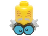 LEGO onderdeel Minifigure, Headgear Extended Head with Eyebrows and Wrinkles, Black and Blue Goggles and Messy Light Bluish Gray Hair Pattern 20603pb01