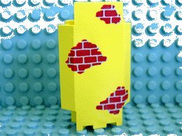 LEGO part Panel 3 x 3 x 6 Corner Wall with Red Bricks Scattered Pattern (2345pb02)